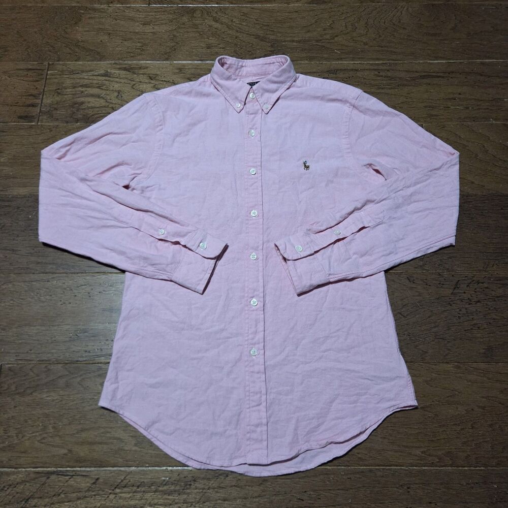 Polo Ralph Lauren Stretch Oxford Shirt Mens Small Pink Slim Fit Button Down